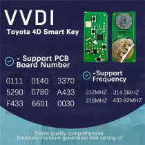 Xhorse VVDI Smart Remote Car Key 4D PCB Board For Toyota Support 0111/0140/3370/5290/A433/F433/6601/6630 312/314.3/315/433.92Mhz Car Models（please choose the key shell style）