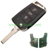 KYDZ For VW MQB 3 button flip remote key  unkeyless-go with ID48 chip-434mhz HU66 blade