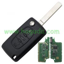 For Peugeot 3 button flip remote key with VA2 307 blade (With trunk button)  433Mhz ID46 PCF7961 Chip FSK Model