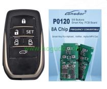 For Toyota Lonsdor 8A P0120 6 button smart key ,support frequency :314.35/315.1Mhz,312.5/314Mhz,433.58/434.42Mhz,support items:0120A5 0120A6 0120B5 0120B6 0120C5 0120C6,add key, all key lost ,delete k