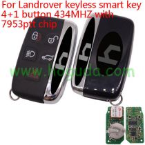 For Landrover 4+1 button smart key with Keyless Go Feature and Pcf7953 Transponder chip    with 434MHZ 