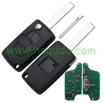 For Peugeot FSK 4 button flip remote key with HU83 407 blade 433Mhz ID46 Chip