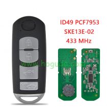 For Mazda 4 button Keyless Card Car Remote Control Key with ID49 chip 433MHz  FCCID:SKE13E-02