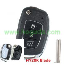 For New Hyundai 3 button remote key blank with HY20R Blade