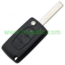 For Citroen 3 button flip remote key with HU83 407 blade ( With trunk button) 433Mhz ID46 PCF7961 Chip FSK Model