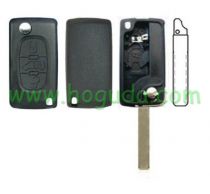 For Fiat 3 buton flip remote key blank with battery place HU83 blade,The back is smooth
