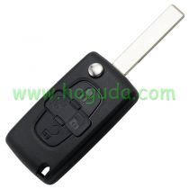 For Peugeot FSK 4 button flip remote key with HU83 407 blade 433Mhz ID46 Chip