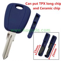 For Fiat transponder key blank with GT15R blade (can put TPX long chip and Ceramic chip) blue color