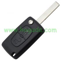 For Peugeot 407 blade 2 buttons flip remote key blank ( HU83 Blade - 2Button - No battery place ) (No Logo)