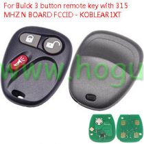 For Buick 3 button remote key with 315Mhz N BOARD FCCID - KOBLEAR1XT