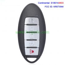  For Nissan 5 button Smart Remote Car Key With  433.92MHz  PCF7945/HITAG AES (4A CHIP) FCCID: KR5TXN4  CONTINENTAL# : S180144803