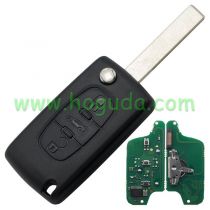 For Citroen FSK 3 button flip remote key with HU83 407 blade ( With trunk button) 433Mhz ID46 Chip 
