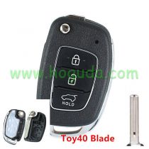 For New Hyundai 3 button remote key blank with TOY40 Blade