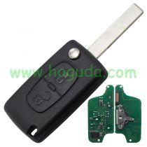 For Peugeot FSK 2 button flip remote key with HU83 407 blade 433Mhz ID46 Chip 