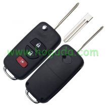 For Nissan 3 button modified flip remote key blank without buttons pad