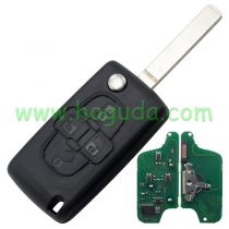 For Peugeot ASK 4 button flip remote key with VA2 307 blade 433Mhz PCF7941 Chip (Before 2011 year)