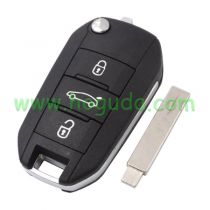 For Peugeot 3 button remote keys chip PCF 7941(TITAG2) with HU83 blade 434MHZ HELLA 5FA010 353-20 CMIIT ID:2013DJ0113   9807343377 00 