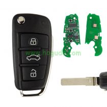 For Audi A4 S4 RS4 3 button remote key with 433Mhz Ask ID48 chip 