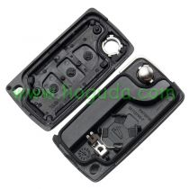 For Peugeot 407 blade 3 button flip remote key blank with light button ( HU83 Blade - Light - With battery place) (No Logo)