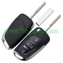 Original For Peugeot 3 button modified flip remote key blank with HU83 407 Blade- 3Button -Trunk- With battery place (No Logo) used for model New DS remote control 