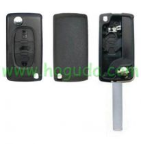 For Fiat 3 buton flip remote key blank with battery place VA2 blade,The back is smooth