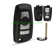 For BMW 7 series 4 button  remote key blank with Key Blade Black color