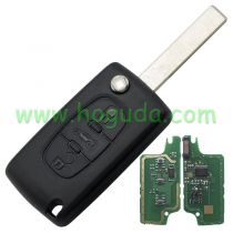 For Citroen 3 button flip remote key with HU83 407 blade ( With trunk button) 433Mhz ID46 PCF7961 Chip FSK Model