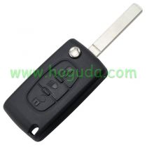 For Citroen 307 blade 3 button flip remote key blank with light button ( VA2 Blade - 3Button -  Light - No battery place) (No Logo)