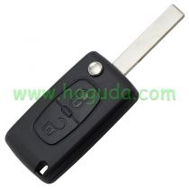 For Citroen 407 blade 2 buttons flip remote key blank ( HU83 Blade-2Button-With battery place ) (No Logo)