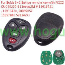 For Buick 4+1 button remote key with FCCID: OUC60270-315Mhz
