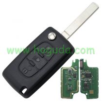 For Citroen 3 button flip remote key with VA2 307 blade (With Light button)  433Mhz ID46 PCF7961 Chip FSK Model