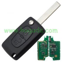 For Peugeot 2 button flip remote key with HU83 407 blade 433Mhz ID46 PCF7961 Chip FSK Model