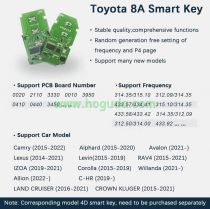 For Lonsdor 8A Universal Smart Car Key for Toyota Lexus 3 button Universal Smart Key for K518 and KH100，support board numbers:0020/3770/6601/0111/2110/5290/0031/0310/0182/7930/A433/F433/F43口/0780/0140