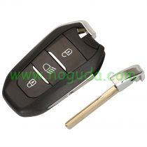 For Peugeot 3 button remote key blank with light button HU83 blade
